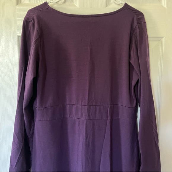 L.L.Bean Women's Knit Long Sleeve Knit Empire Waist Dress - Purple, Large (L) - Picture 3 of 4